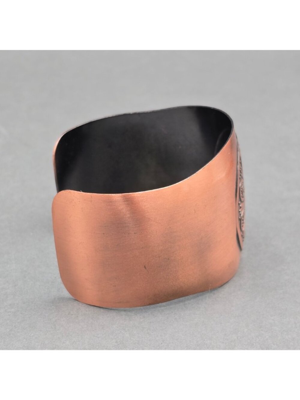 VTG Copper Floral Mandala Cuff Bracelet Copper Plated Stainless Boho Statement - Picture 4 of 7